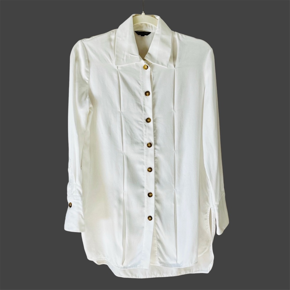 Massimo Dutti White Button Down Tunic, Size Us 2. - image 1